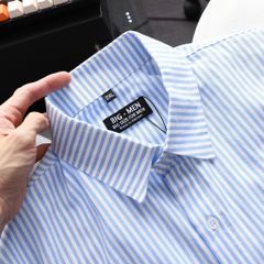 Áo sơ mi tay dài chất vải linen phối sọc dọc cao cấp thời trang bigsize nam 80-130 kg