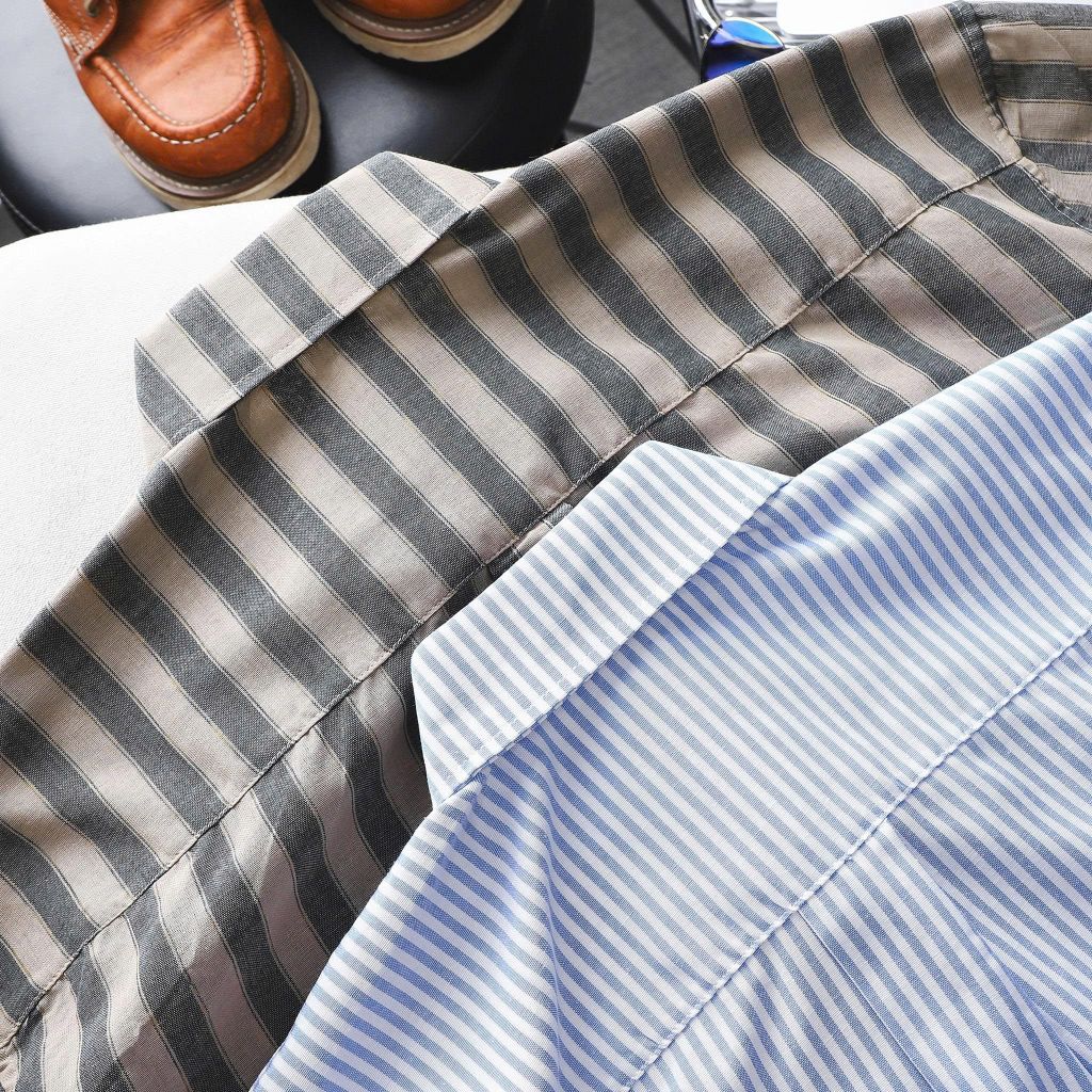 Áo sơ mi tay dài chất vải linen phối sọc caro cao cấp thời trang bigsize nam 80-130 kg