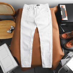 Quần jean nam bigsize màu trắng form ống đứng size 80 - 130kg