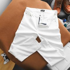 Quần jean nam bigsize màu trắng form ống đứng size 80 - 130kg