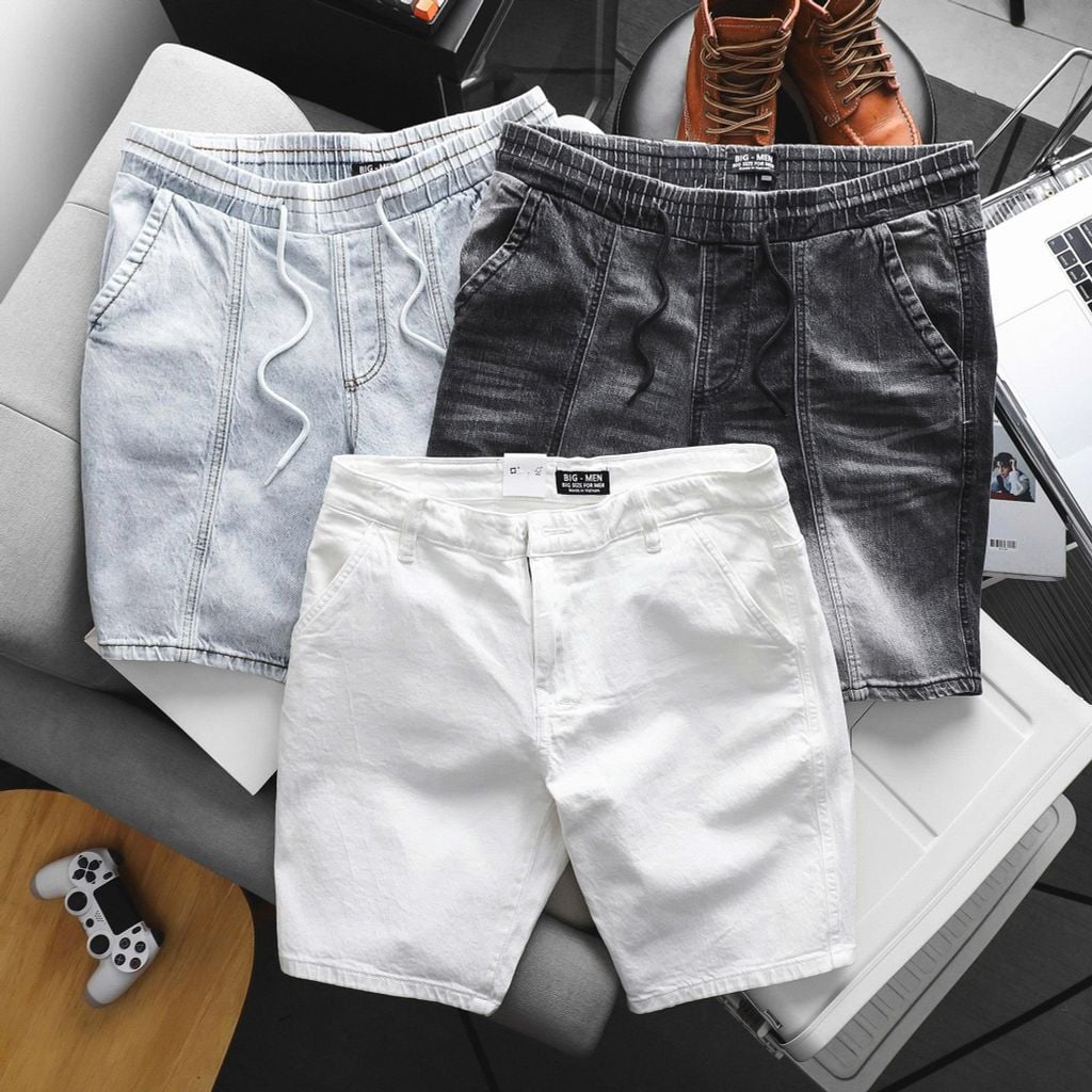 Quần short jean màu trắng thời trang bigsize nam 80-130kg