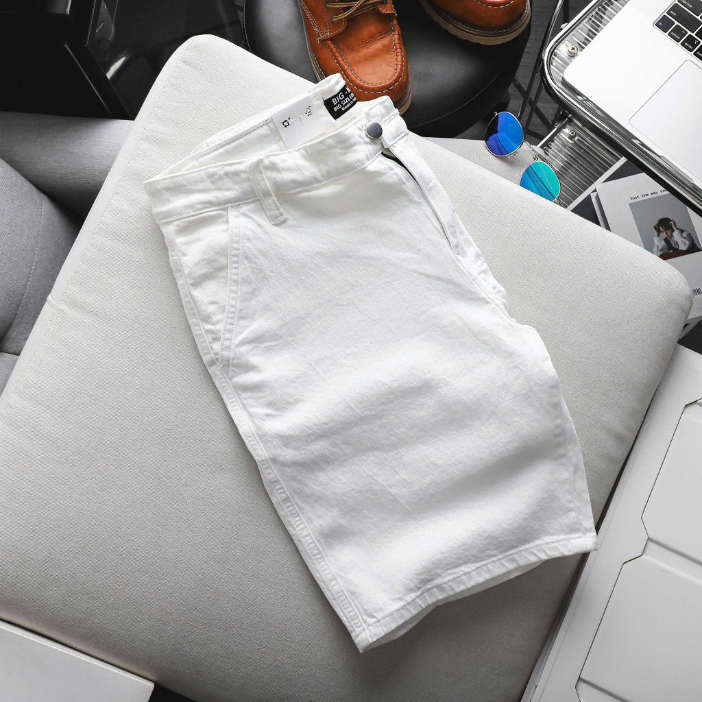 Quần short jean màu trắng thời trang bigsize nam 80-130kg