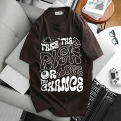 Big Men- Áo thun cotton bigsize nam in chữ RISK thời trang cá tính 85- 135 kg