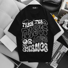 Big Men- Áo thun cotton bigsize nam in chữ RISK thời trang cá tính 85- 135 kg