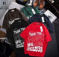 Big Men- Áo thun cotton bigsize nam in chữ RISK thời trang cá tính 85- 135 kg