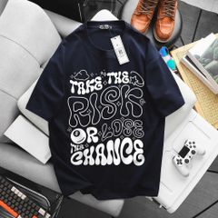 Big Men- Áo thun cotton bigsize nam in chữ RISK thời trang cá tính 85- 135 kg