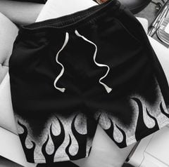 Big Men- Set bộ áo sweater, quần short nỉ bigsize nam họa tiết lửa thời trang cá tính cỡ đại< 135 kg