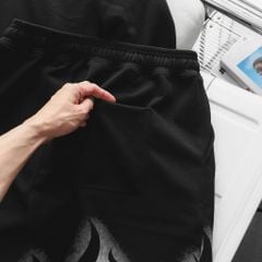 Big Men- Set bộ áo sweater, quần short nỉ bigsize nam họa tiết lửa thời trang cá tính cỡ đại< 135 kg