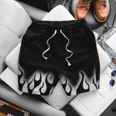 Big Men- Set bộ áo sweater, quần short nỉ bigsize nam họa tiết lửa thời trang cá tính cỡ đại< 135 kg