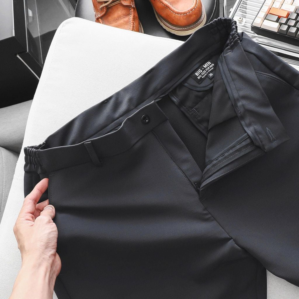 [ Big Men] Quần tây dài phối lưng thun lịch lãm thời trang bigsize nam <130kg - hq2