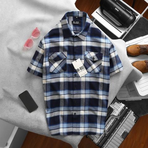 SALE 99K- Áo sơ mi tay ngắn vải caro nỉ phối túi thời trang 80-130kg