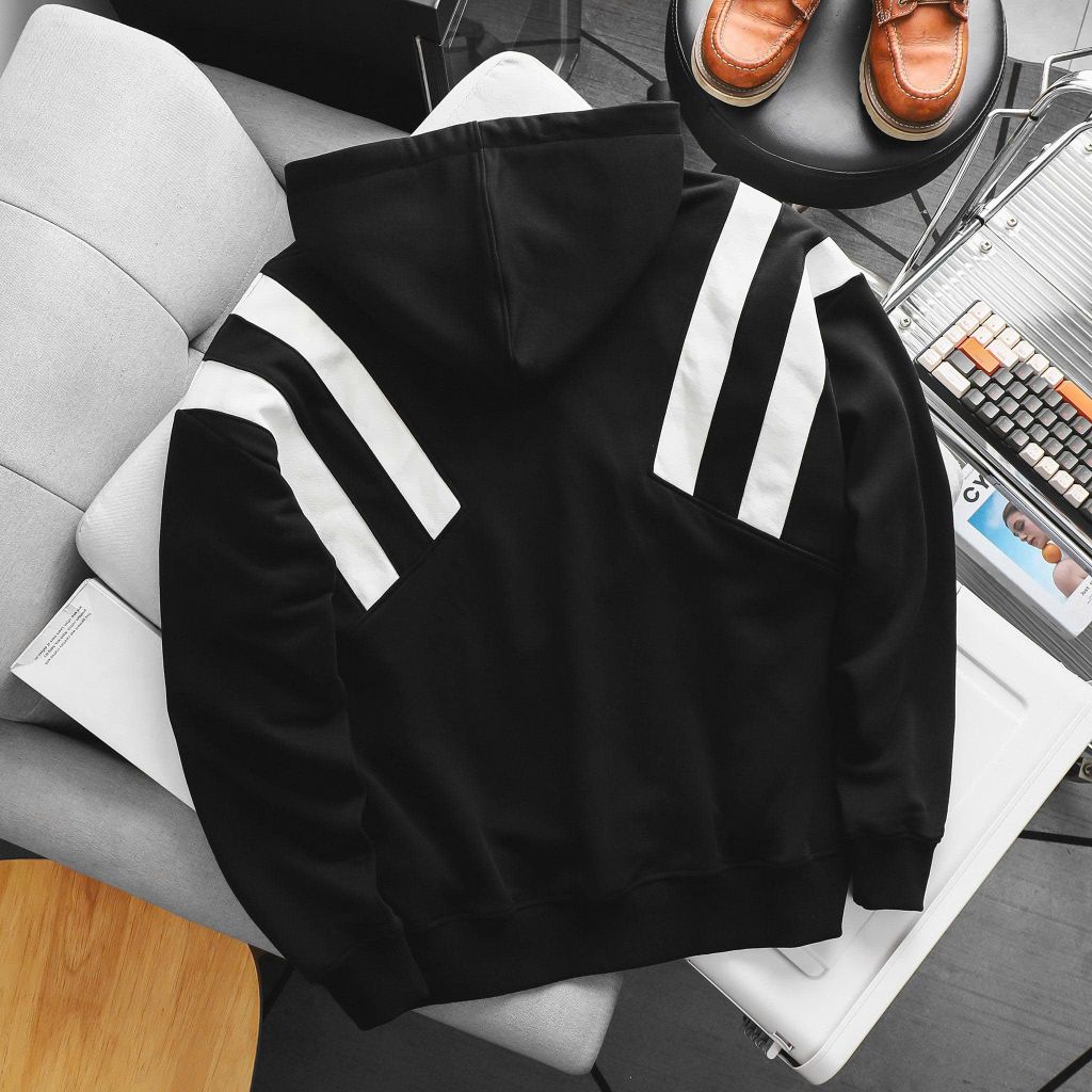 Big Men- Áo khoác hoodie dây kéo chất nỉ phối sọc thời trang cá tính bigsize nam< 140 kg