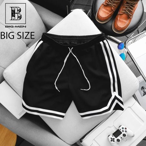 Big Men- Quần short thun thể thao phối viền hai sọc nặng động thời bigsize nam 90- 130 kg