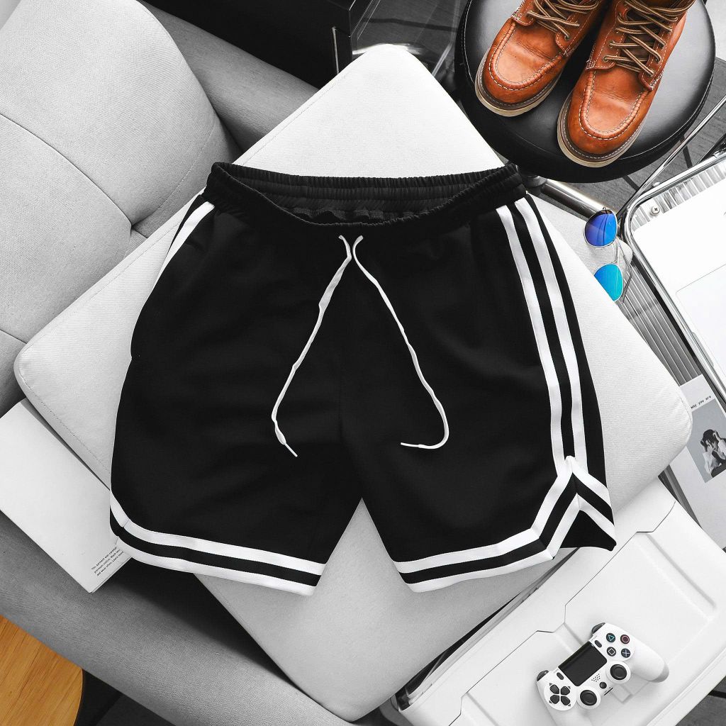 Big Men- Quần short thun thể thao phối viền hai sọc nặng động thời bigsize nam 90- 130 kg