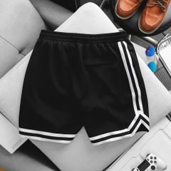Big Men- Quần short thun thể thao phối viền hai sọc nặng động thời bigsize nam 90- 130 kg