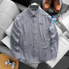 [ Big Men] Áo sơ mi tay dài vải đũi thêu chữ bigsize nam thời trang 80- 130 kg