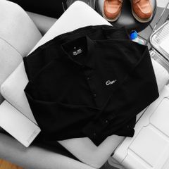 [ Big Men] Áo sơ mi tay dài vải đũi thêu chữ bigsize nam thời trang 80- 130 kg