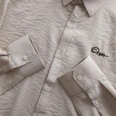 [ Big Men] Áo sơ mi tay dài vải đũi thêu chữ bigsize nam thời trang 80- 130 kg