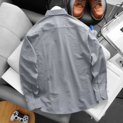 [ Big Men] Áo sơ mi tay dài vải đũi thêu chữ bigsize nam thời trang 80- 130 kg