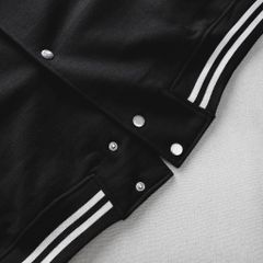 Big Men- Áo khoác bomber phong cách bóng chày bigsize nam vải nỉ phối vai viền sọc trắng thời trang< 140kg