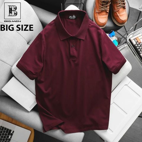 [bigsizemen] Áo thun polo trơn vải cotton 100% màu đỏ đô thời trang nam bigsize 80 - 130kg - polo2