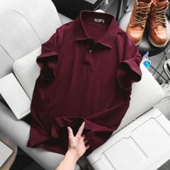 [bigsizemen] Áo thun polo trơn vải cotton 100% màu đỏ đô thời trang nam bigsize 80 - 130kg - polo2