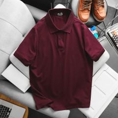 [bigsizemen] Áo thun polo trơn vải cotton 100% màu đỏ đô thời trang nam bigsize 80 - 130kg - polo2