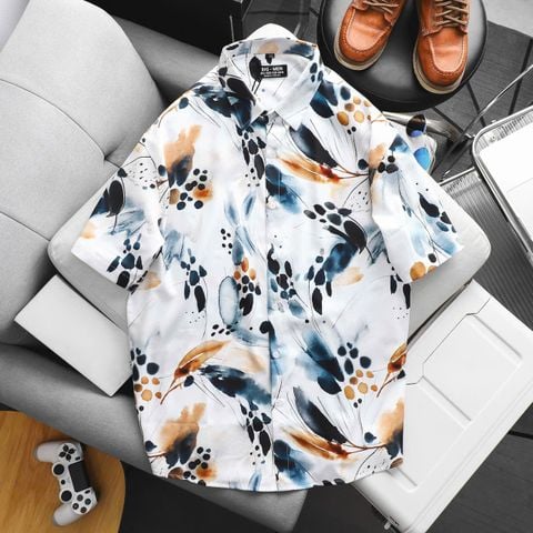 [Big Men] Áo sơ mi tay ngắn big size nam họa tiết trừu tượng/ Streetwear thời trang 80-133kg.
