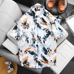 [Big Men] Áo sơ mi tay ngắn big size nam họa tiết trừu tượng/ Streetwear thời trang 80-133kg.