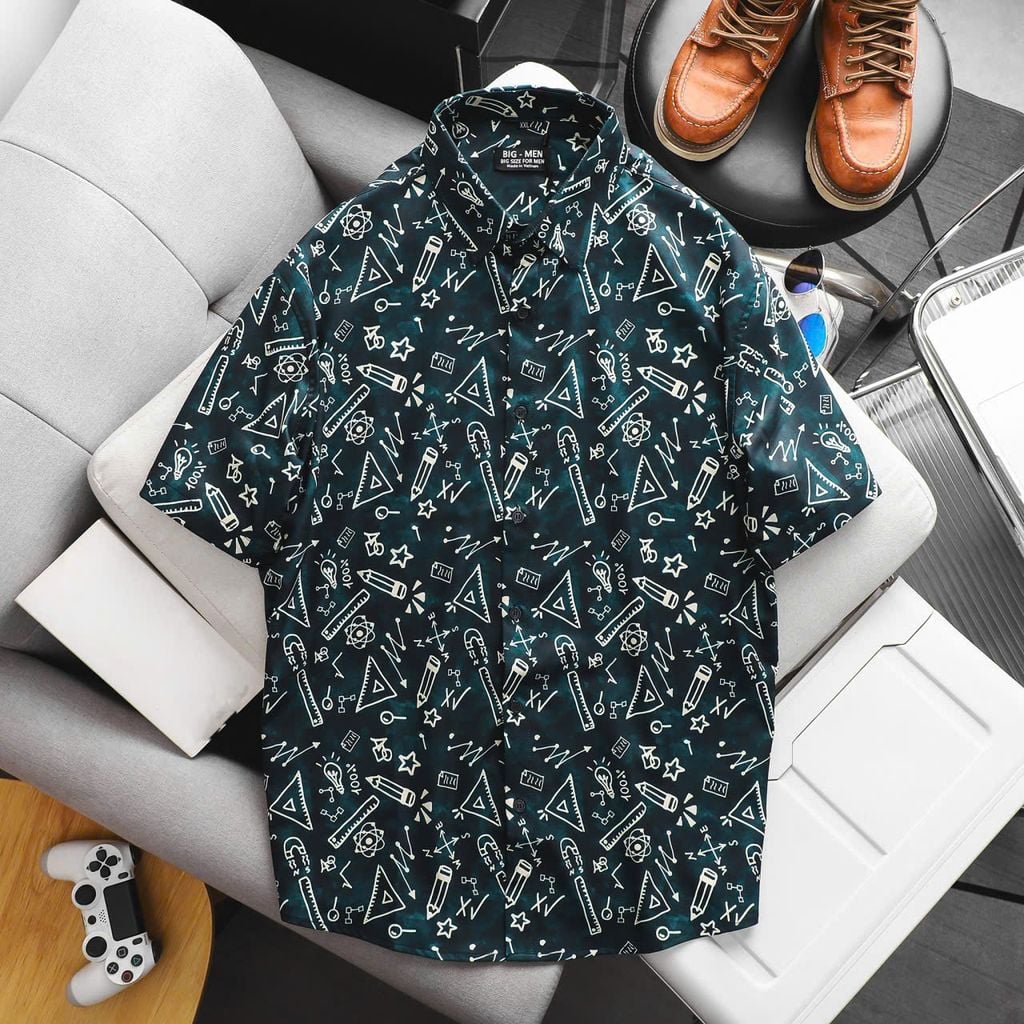 [Big Men] Áo sơ mi tay ngắn big size nam họa tiết trừu tượng/ Streetwear thời trang 80-133kg.