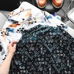 [Big Men] Áo sơ mi tay ngắn big size nam họa tiết trừu tượng/ Streetwear thời trang 80-133kg.