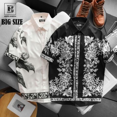 [Big Men] Áo sơ mi tay ngắn big size nam họa tiết hoa thời trang 80-130kg.