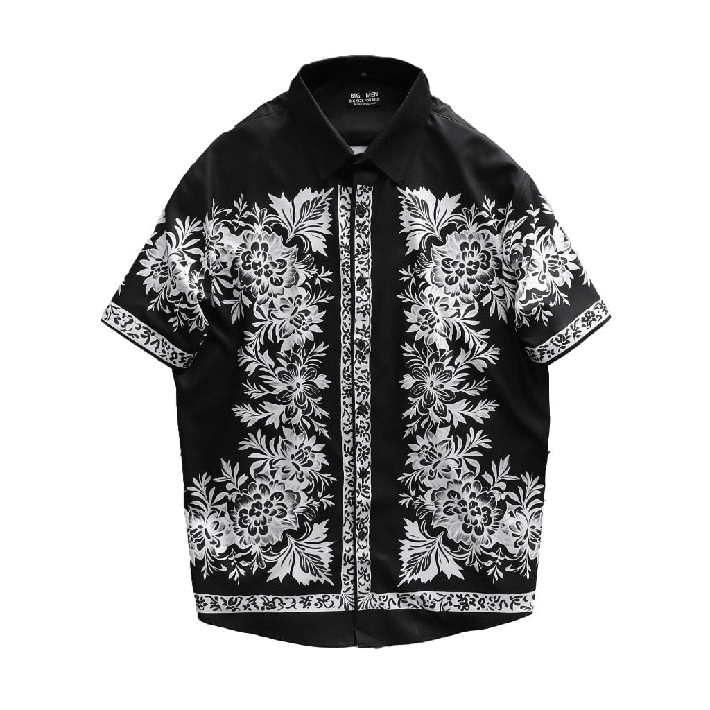 [Big Men] Áo sơ mi tay ngắn big size nam họa tiết hoa thời trang 80-130kg.