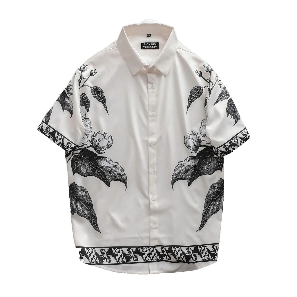 [Big Men] Áo sơ mi tay ngắn big size nam họa tiết hoa thời trang 80-130kg.