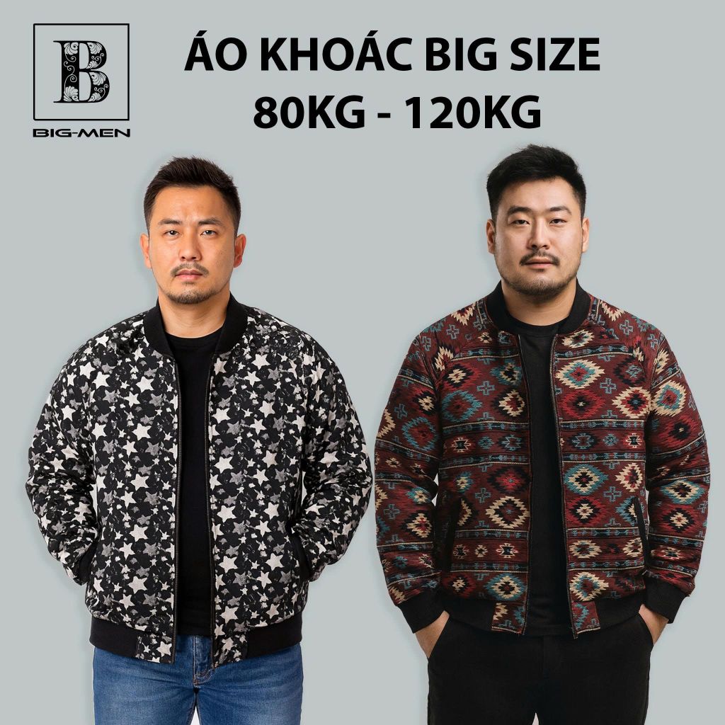 [Big Men] Áo khoác bomber 2 lớp phối màu thời trang bigsize nam 90-130kg
