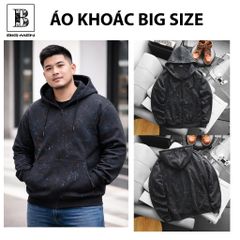 Áo khoác nỉ bigsize nam tông màu đen xám phun sơn thời trang 90- 140kg