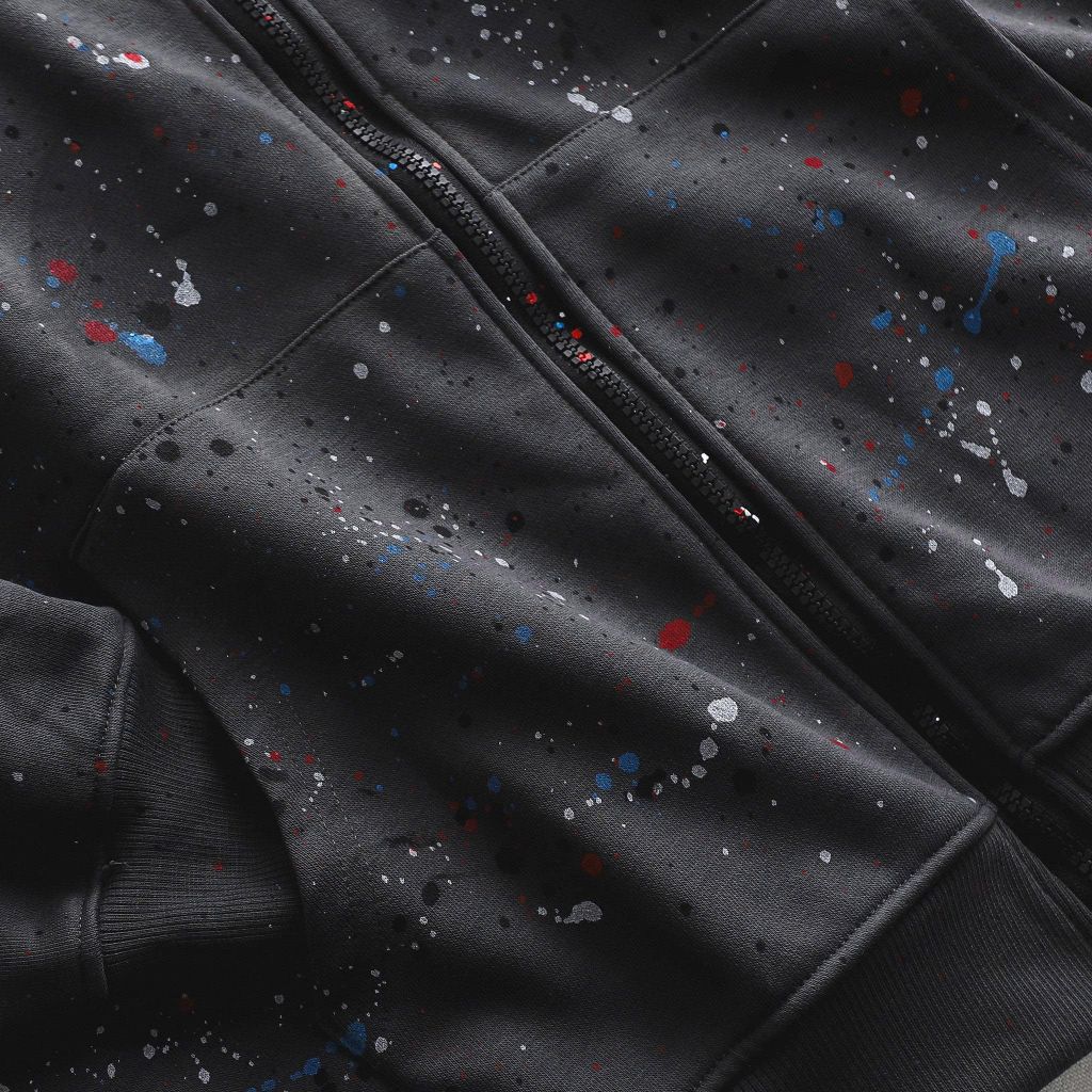 Áo khoác nỉ bigsize nam tông màu đen xám phun sơn thời trang 90- 140kg