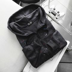 Áo khoác nỉ bigsize nam tông màu đen xám phun sơn thời trang 90- 140kg