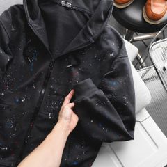 Áo khoác nỉ bigsize nam tông màu đen xám phun sơn thời trang 90- 140kg