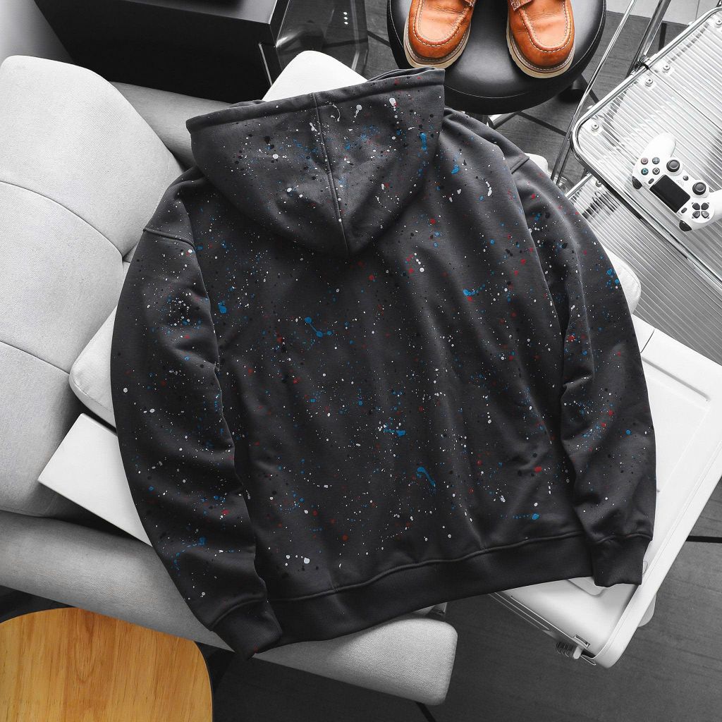 Áo khoác nỉ bigsize nam tông màu đen xám phun sơn thời trang 90- 140kg