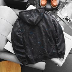 Áo khoác nỉ bigsize nam tông màu đen xám phun sơn thời trang 90- 140kg