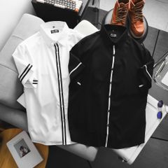 Áo sơ mi tay ngắn phối dây thời trang cỡ đại bigsize nam 80- 140kg - SM12 dây đen