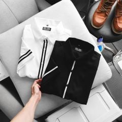 Áo sơ mi tay ngắn phối dây thời trang cỡ đại bigsize nam 80- 140kg - SM12 dây đen