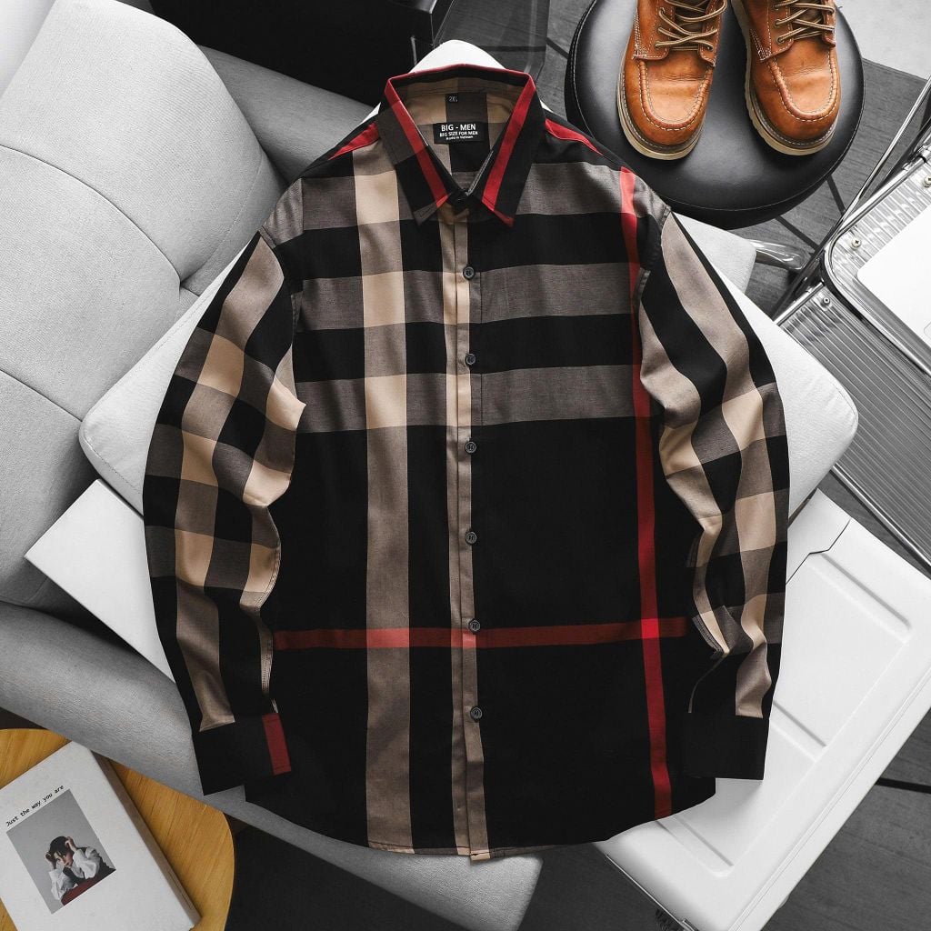 ÁO SƠ MI NAM tay dài caro BBR BIGSIZE [bigsize < 130kg]