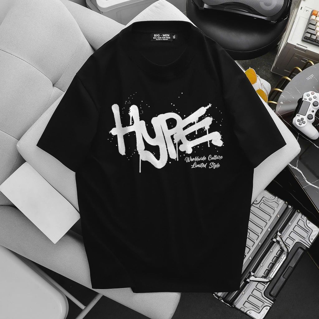 Áo thun cotton bigsize nam in Hype, Vũ trụ thời trang cá tính 85- 145 kg