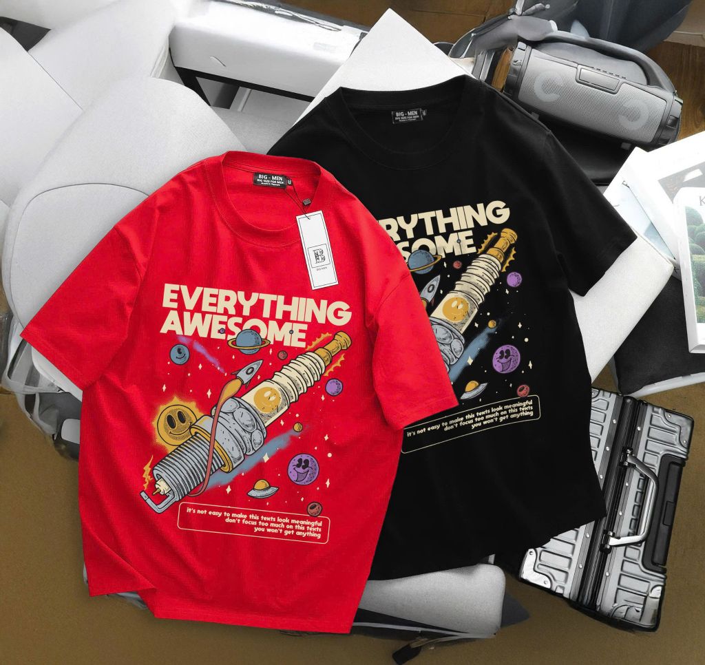 Áo thun cotton bigsize nam in Hype, Vũ trụ thời trang cá tính 85- 145 kg