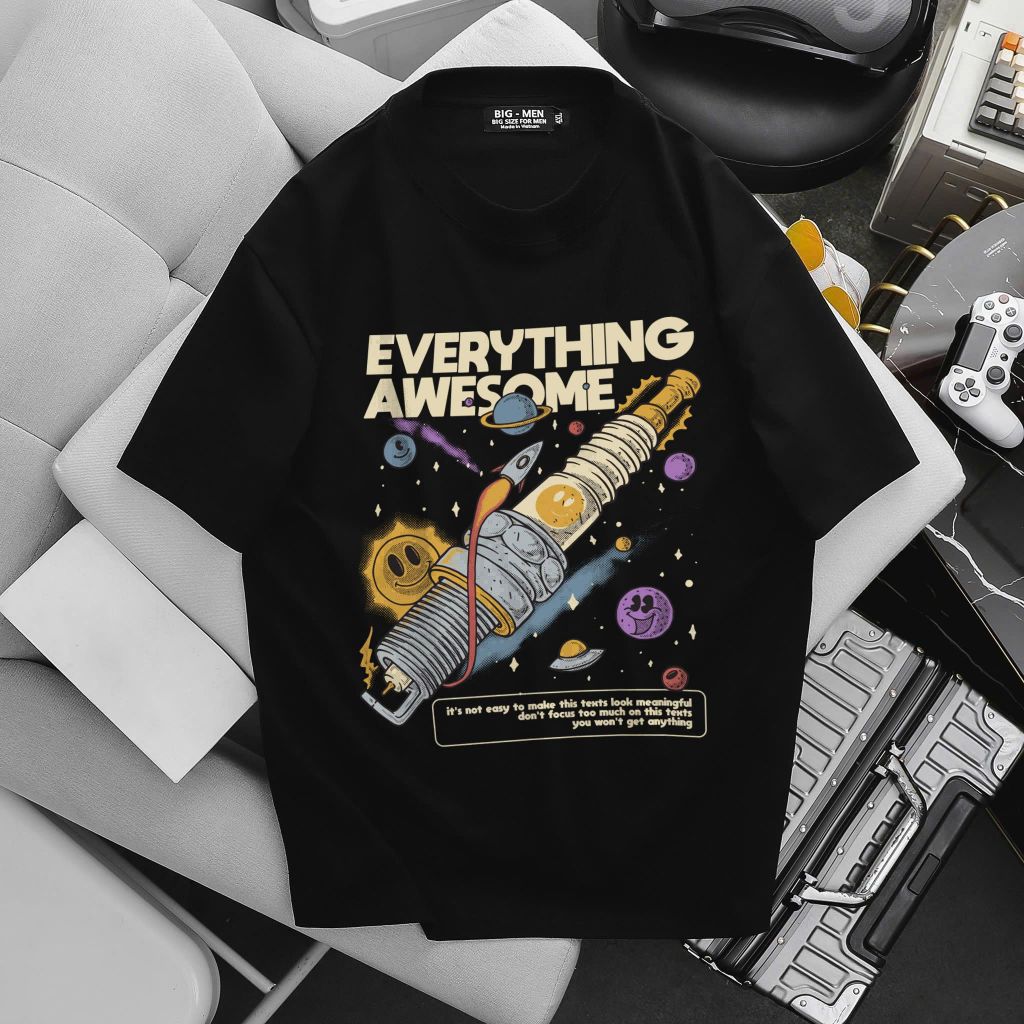 Áo thun cotton bigsize nam in Hype, Vũ trụ thời trang cá tính 85- 145 kg