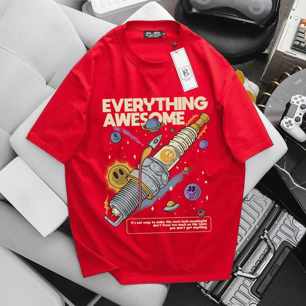 Áo thun cotton bigsize nam in Hype, Vũ trụ thời trang cá tính 85- 145 kg