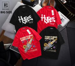 Áo thun cotton bigsize nam in Hype, Vũ trụ thời trang cá tính 85- 145 kg