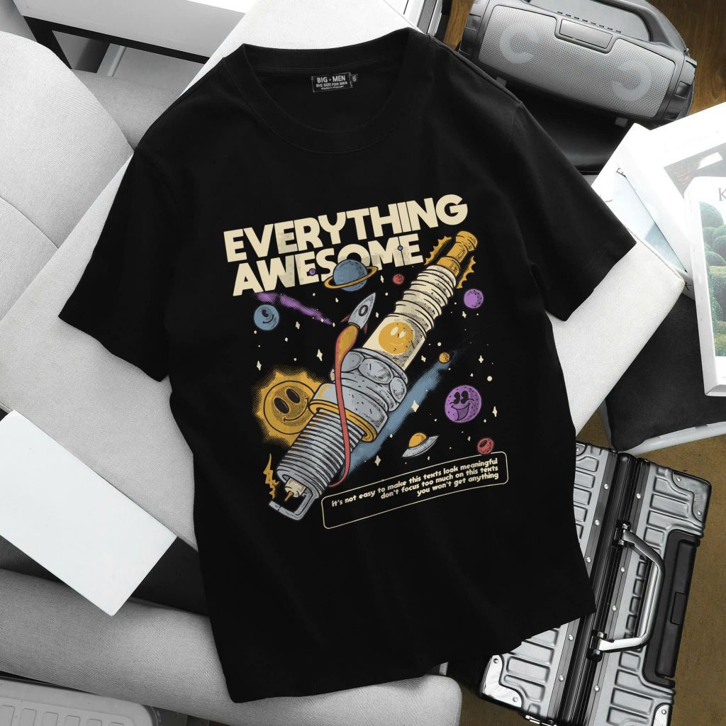 Áo thun cotton bigsize nam in Hype, Vũ trụ thời trang cá tính 85- 145 kg